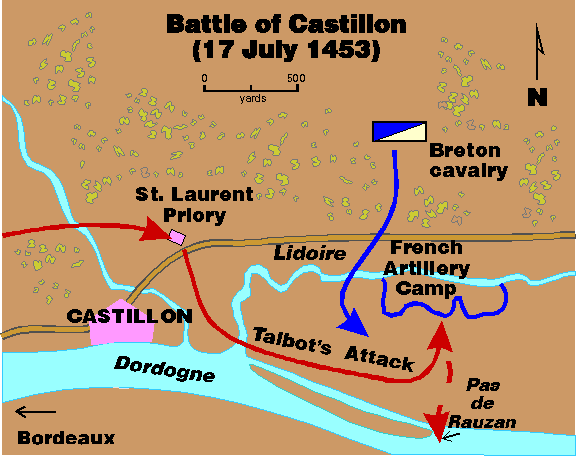 Map of the Battle of Castillon